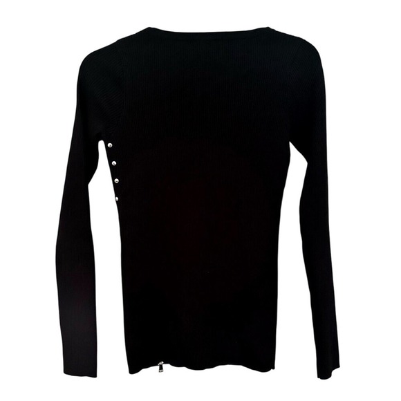 Zara Ribbed Knit Zipper Long Sleeve Sweater Women's Small Black Grunge Goth - Picture 5 of 7